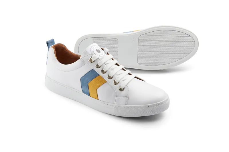 Fairfax and Favor The Alexandra Leather Trainer Cornflower/Mango-2